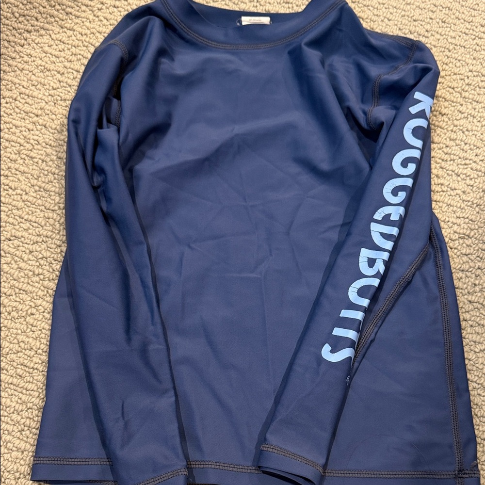 Ruffle Butts Kids Swim Rashguard in Navy Blue